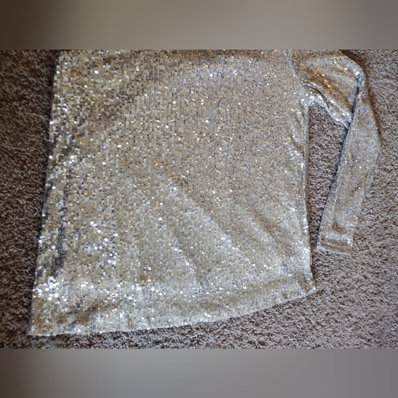 Cable & Gauge Glittering Sequin One Sleeve Top NWT - Picture 7 of 10